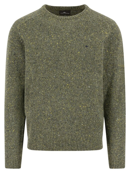 Fynch-Hatton O-Neck Donegal Knit Trui Dark Ivy