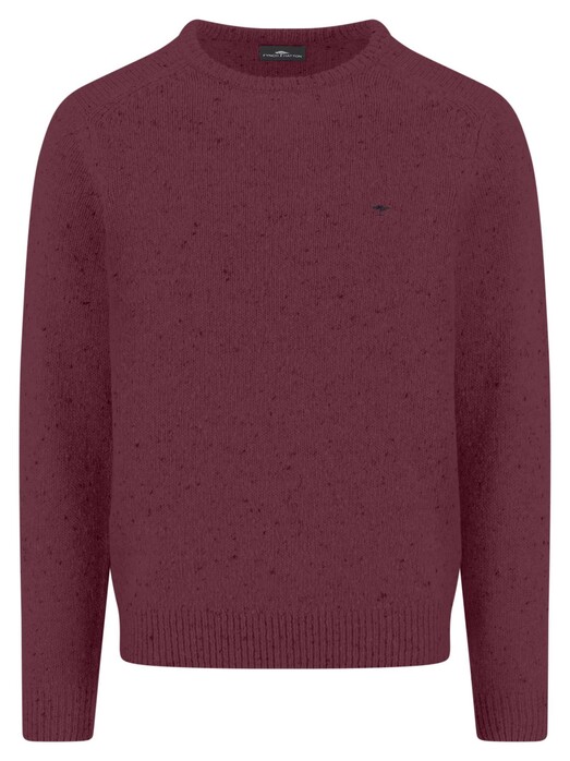 Fynch-Hatton O-Neck Donegal Knit Trui Deep Merlot