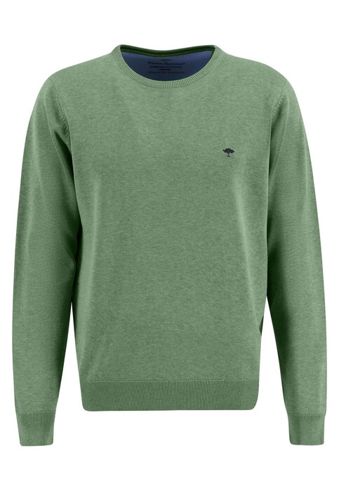 Fynch-Hatton O-Neck Fine Knit Cotton Trui Spring Green