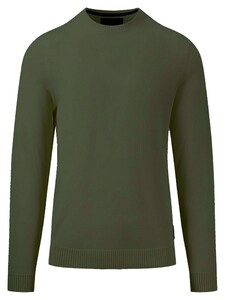 Fynch-Hatton O-Neck Fine Knit Trui Dusty Olive