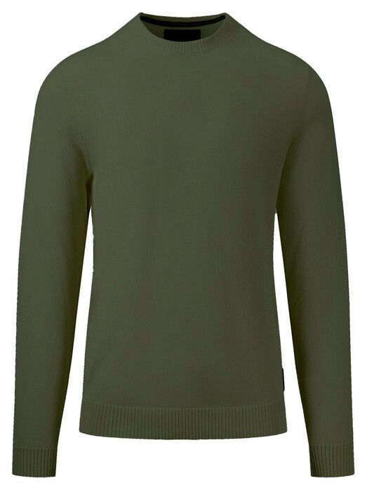 Fynch-Hatton O-Neck Fine Knit Trui Dusty Olive