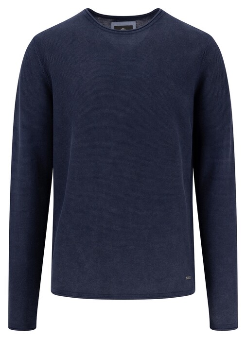 Fynch-Hatton O-Neck Fine Texture Trui Navy