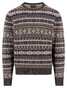 Fynch-Hatton O-Neck Jacquard Lambswool Trui Dark Chocolate