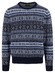 Fynch-Hatton O-Neck Jacquard Lambswool Trui Navy