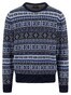 Fynch-Hatton O-Neck Jacquard Lambswool Trui Navy