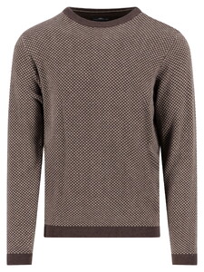 Fynch-Hatton O-Neck Jacquard Warm Winter Air Cotton Cashmere Trui Dark Chocolate