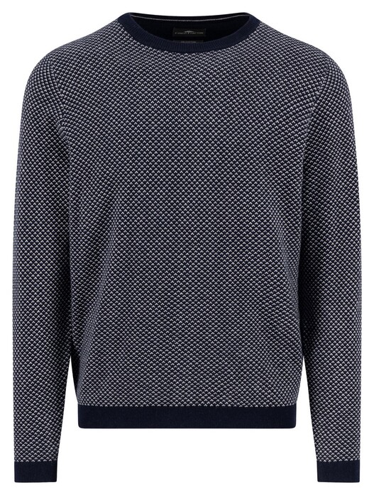 Fynch-Hatton O-Neck Jacquard Warm Winter Air Cotton Cashmere Trui Navy