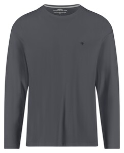 Fynch-Hatton O-Neck Long Sleeve Uni Color Cotton T-Shirt Asphalt