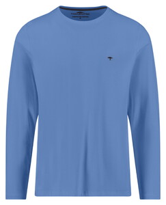 Fynch-Hatton O-Neck Long Sleeve Uni Color Cotton T-Shirt Crystal Blue