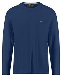 Fynch-Hatton O-Neck Long Sleeve Uni Color Cotton T-Shirt Midnight