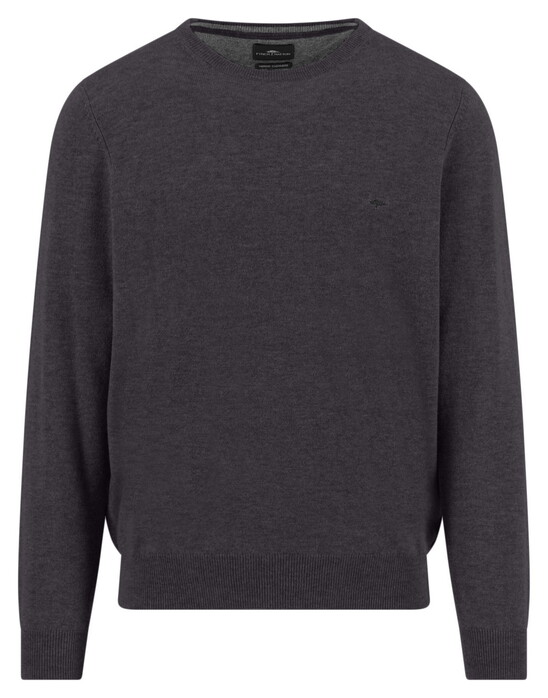 Fynch-Hatton O-Neck Merino Cashmere Trui Charcoal