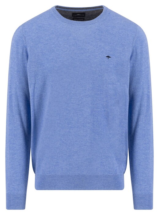 Fynch-Hatton O-Neck Merino Cashmere Trui Crystal Blue