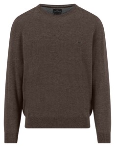 Fynch-Hatton O-Neck Merino Cashmere Trui Dark Chocolate