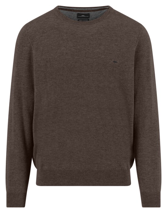 Fynch-Hatton O-Neck Merino Cashmere Trui Dark Chocolate