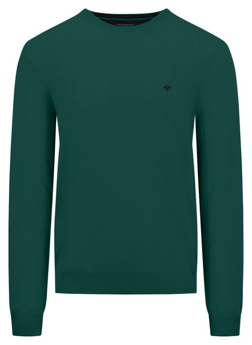 Fynch-Hatton O-Neck Merino Cashmere Trui Dark Emerald