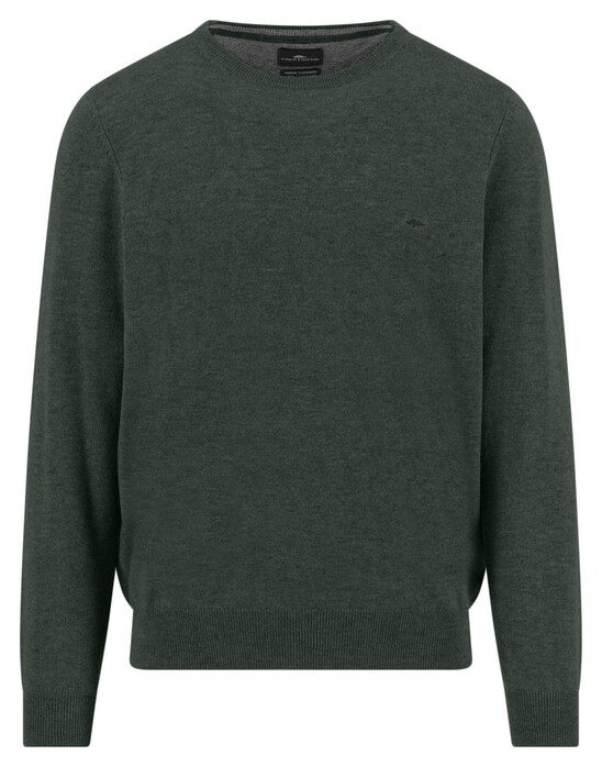 Fynch-Hatton O-Neck Merino Cashmere Trui Dark Ivy