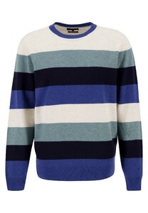 Fynch-Hatton O-Neck Multi Stripes Merino Cashmere Trui Off White-Multi