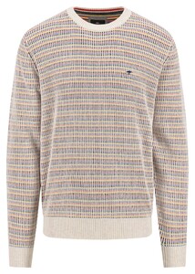 Fynch-Hatton O-Neck Multicolor Fantasy Multi Stripe Trui New Off White-Multi
