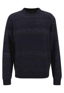 Fynch-Hatton O-Neck Rib Cotton Wool Blend Trui Navy