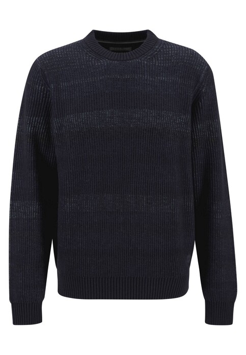 Fynch-Hatton O-Neck Rib Cotton Wool Blend Trui Navy