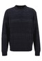 Fynch-Hatton O-Neck Rib Cotton Wool Blend Trui Navy