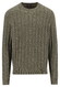 Fynch-Hatton O-Neck Soft Knit Cable Trui Donker Khaki