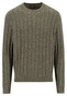 Fynch-Hatton O-Neck Soft Knit Cable Trui Donker Khaki