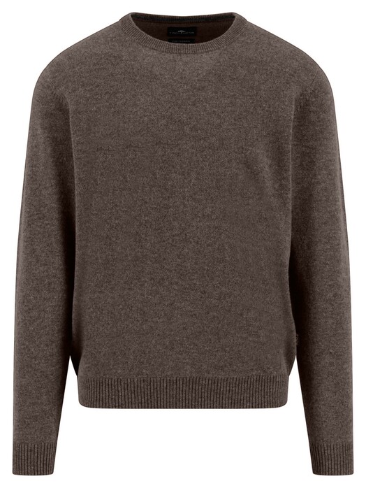 Fynch-Hatton O-Neck Solid Color Cashmere Trui Dark Chocolate