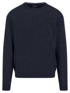 Fynch-Hatton O-Neck Solid Color Cashmere Trui Navy