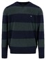 Fynch-Hatton O-Neck Stripe Merino Cashmere Trui Navy-Groen