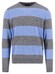 Fynch-Hatton O-Neck Stripe Merino Cashmere Trui Steel-Blue