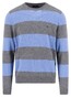 Fynch-Hatton O-Neck Stripe Merino Cashmere Trui Steel-Blue