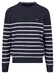 Fynch-Hatton O-Neck Stripe Superfine Cotton Knit Trui Navy