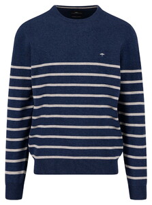 Fynch-Hatton O-Neck Stripe Superfine Cotton Knit Trui Night