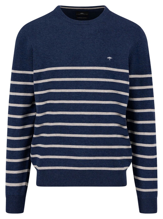 Fynch-Hatton O-Neck Stripe Superfine Cotton Knit Trui Night