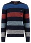 Fynch-Hatton O-Neck Striped Structure Trui Navy-Multi