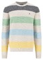 Fynch-Hatton O-Neck Striped Structure Trui New Off White-Multi