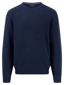 Fynch-Hatton O-Neck Structure Cashmere Trui Navy