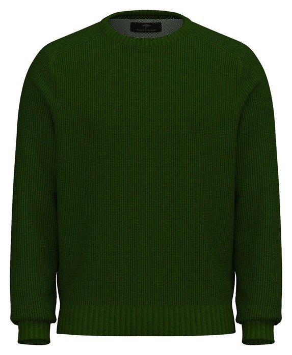 Fynch-Hatton O-Neck Structure Supersoft Cotton Pullover Dark Leaf