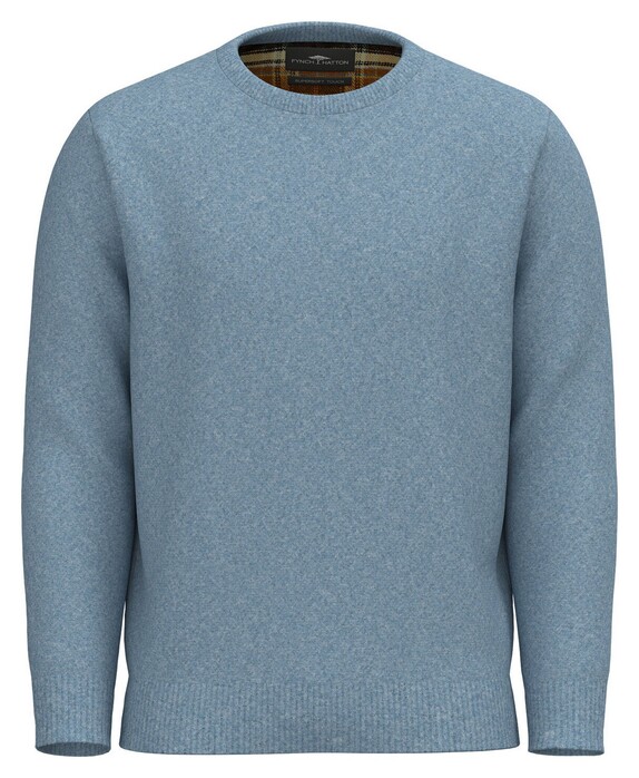 Fynch-Hatton O-Neck Structure Supersoft Touch Trui Cloud Blue