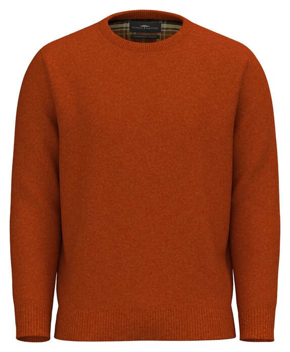 Fynch-Hatton O-Neck Structure Supersoft Touch Trui Flame