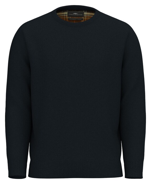 Fynch-Hatton O-Neck Structure Supersoft Touch Trui Navy