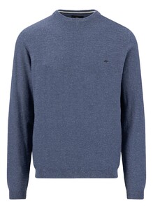 Fynch-Hatton O-Neck Subtle Faux-Uni Cotton Linnen Trui Horizon