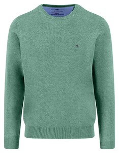 Fynch-Hatton O-Neck Superfine Cotton Uni Color Pullover Fern