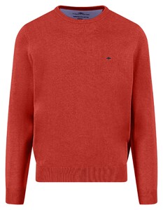 Fynch-Hatton O-Neck Superfine Cotton Uni Color Pullover Spicy Red