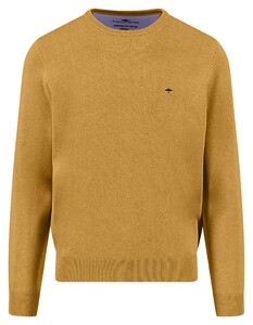 Fynch-Hatton O-Neck Superfine Cotton Uni Color Trui Amber