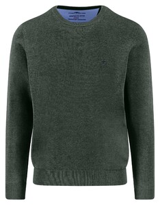 Fynch-Hatton O-Neck Superfine Cotton Uni Color Trui Dark Ivy