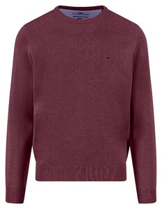 Fynch-Hatton O-Neck Superfine Cotton Uni Color Trui Deep Merlot