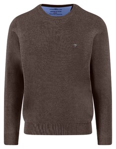 Fynch-Hatton O-Neck Superfine Cotton Uni Color Trui Earth