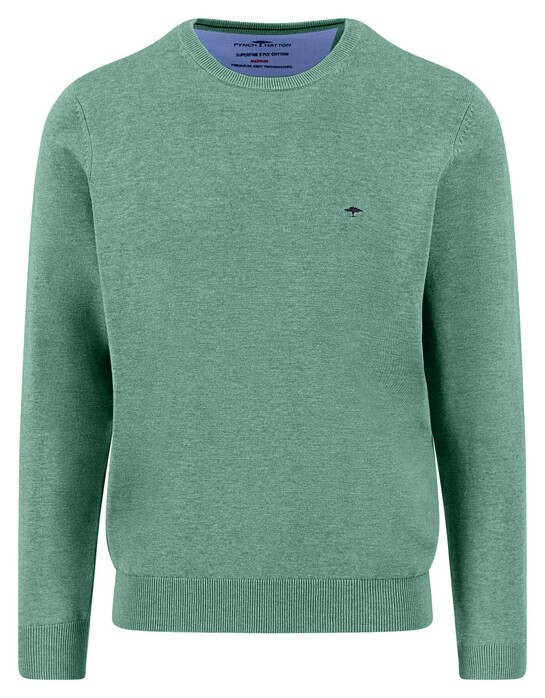 Fynch-Hatton O-Neck Superfine Cotton Uni Color Trui Fern